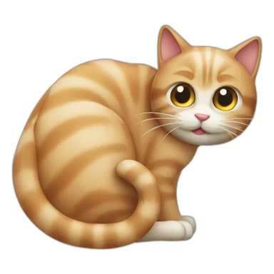 Cat sucking his tail sticker