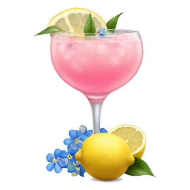 pink lemon large cocktail with blue small flowers  sticker