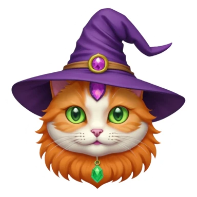 cat wear purple wicth hat sticker