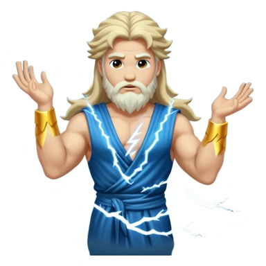 Zeus, whole body, long hair, lightinings, leaning against sticker