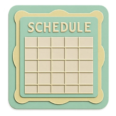 soft pastel minimal daily schedule grid with cute borders, with a pastel green background sticker