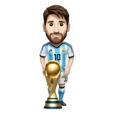 Lionel Messi with world cup trophy sticker