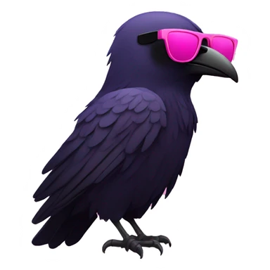 Raven with pink sunglasses sticker