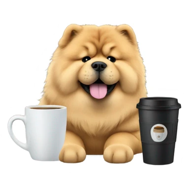 chow chow with travel mug coffee sticker
