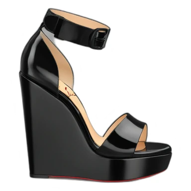 WEDGE heel LOUBOUTIN black leather PATENT sticker