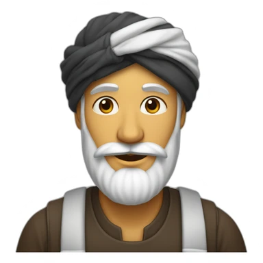 homme peau matte avec une très longue barbe noir et un turban à carreaux blancs sticker