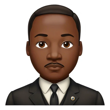 Cinematic Realistic Martin Luther King Jr. Portrait Emoji, depicted as a compassionate determined civil rights leader in period attire with a powerful gaze, rendered with rich textures and inspiring dynamic lighting that captures his historic legacy. sticker