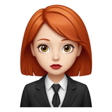 red haired girl, with thick lips, big eyes and she looks like an attorney sticker