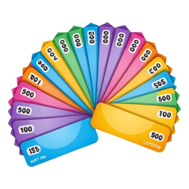 Create a blank lottery coupon fanned out, clean and colorful sticker