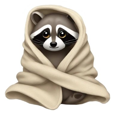 Raccoon wrapped in a blanket sticker