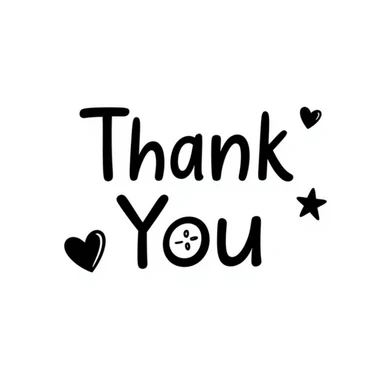 Hand drawn 'Thank You' text with decorative elements sticker