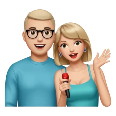 bad bunny, taylor swift singing together sticker