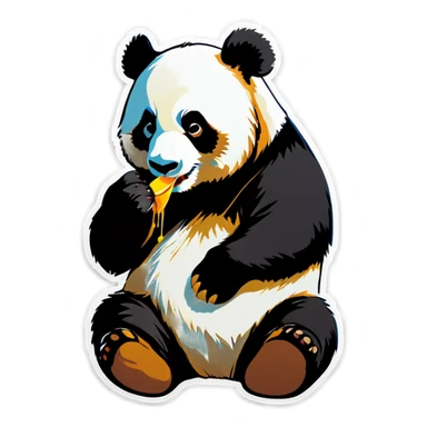 Panda eating  sticker
