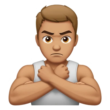 Guy crossed arms holding his neck angry  sticker