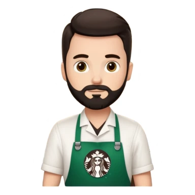 A Starbucks Barista with Black Coffee Master Apron. White Boy has trimmed Beard Black sticker