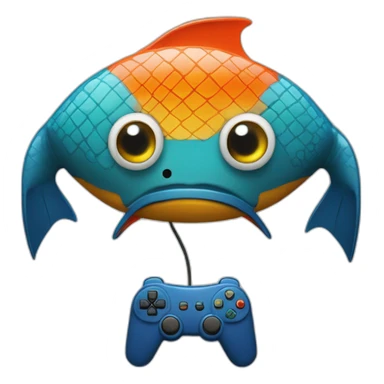 poisson avec une manette sticker