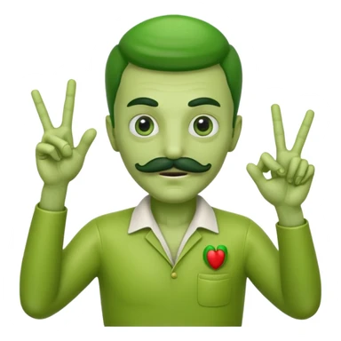 Alien with moustache doing Italian hand signs sticker