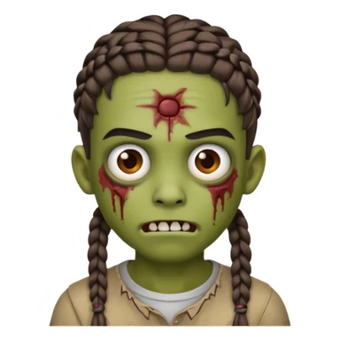 can you make an boy zombie emoji with small stitch braids and a eyebrow piercing on his right eyebrow and a diagonal eyebrow piercing on his left eyebrow sticker