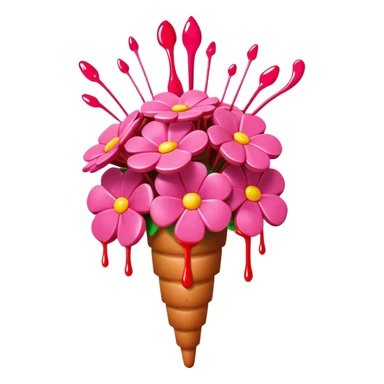 melted pink dripping sauce SPAM MEAT flower bouquet  sticker
