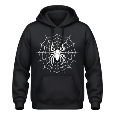 The Black Sp5der Hoodie features a sleek black base with a distinctive central design—a spider web at the center. The entire hoodie remains black, including the web, creating a bold yet subtle look. Notably, there is no spider in the middle, just the web. sticker
