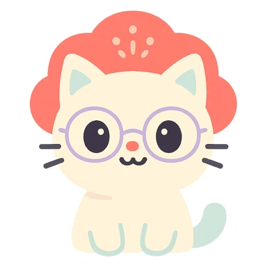 A cat with a red kokoshnik and glasses, cute and charming. sticker