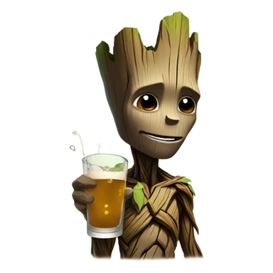 Groot drinking and partying  sticker