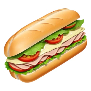 sandwich with turkey, lettuce, pickles, mayonnaise, and tomatoes on a baguette sticker