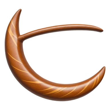 Cinematic Realistic Boomerang Emoji, depicted as a sleek, curved traditional Aboriginal tool rendered with detailed textures and a dynamic sense of motion, symbolizing cultural significance and natural craftsmanship under warm earthy lighting. sticker