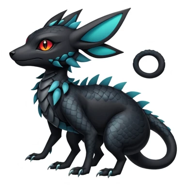Sophisticated Modern Gothic Gloomy Futuristic Scaly Cyber-Salandit-Umbreon-Litten-Hybrid (Full body) sticker