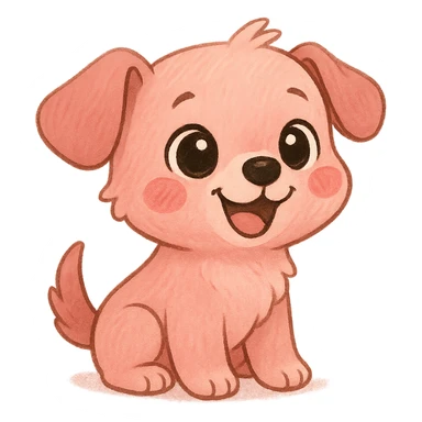 a cute pink puppy, original design, big eyes, blushing cheeks, joyful sticker