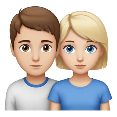 Emoji with a girl with brown eyes and brown hair with a boy with blue eyes and short blonde hair sticker