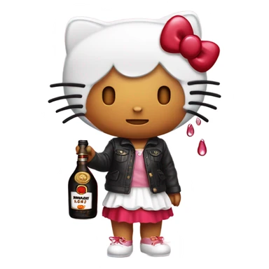Hello kitty crying tears holding Hennessy😭  sticker