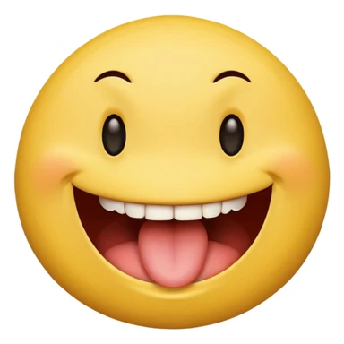 a yellow smily face with a smirk and biting on his tongue sideways sticker