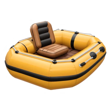 brown round shape inflatable boat with several black chairs around the perimeter sticker