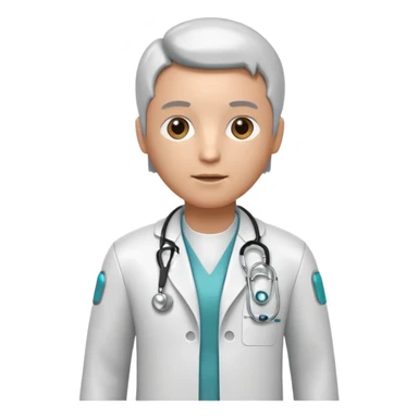 medical robot with a doctor's coat and a stethoscope sticker