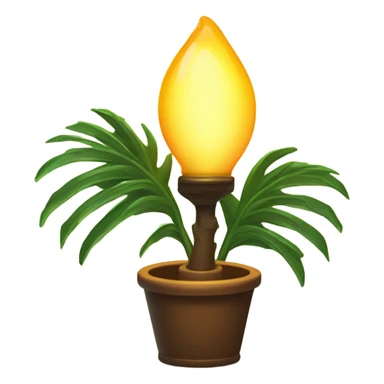 a lamp on and a palm branch sticker