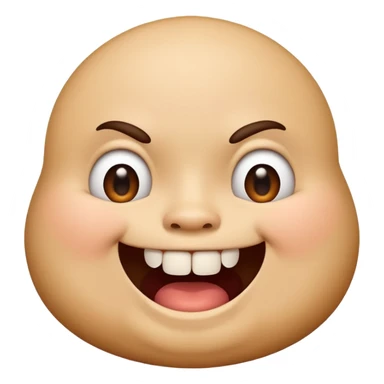 Fat emoji face with stupid look on its face, smiling with one front buck tooth. Not like one tooth missing but as if just one had grown instead of two sticker
