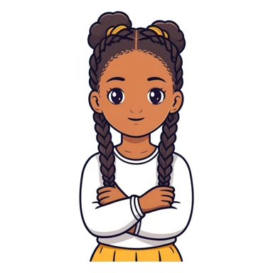 Black girl with braids crossing arms sticker