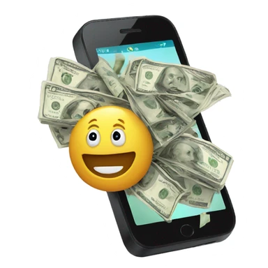 phone with money flying out of screen  sticker