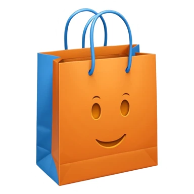 orange gift bag with thick blue handles sticker