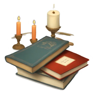 vintage tray with books and candle sticker