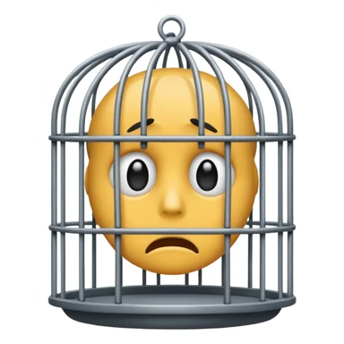 a sad emjoi face in a cage sticker