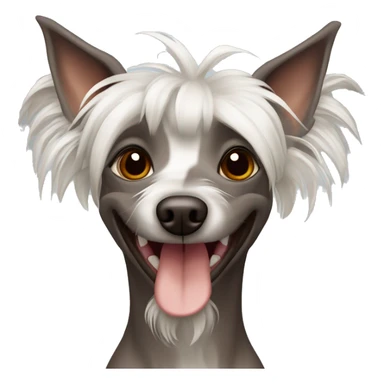 Chinese Crested dog of captive color with brown eyes smiles  sticker