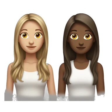 Two female Teenager best Friends with Brown hairs one has shoulder length hair and the other Long hair sticker