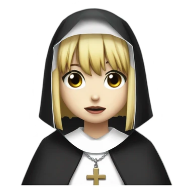Misa Amane from death note half turn dressed as a nun crying and praying sticker