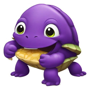 Tortue qui manges une aubergine  sticker