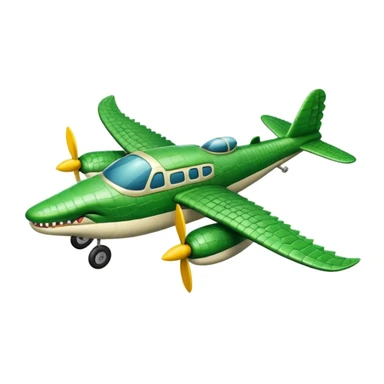 Hace una emoji de un cocodrilo que sea un avion sticker