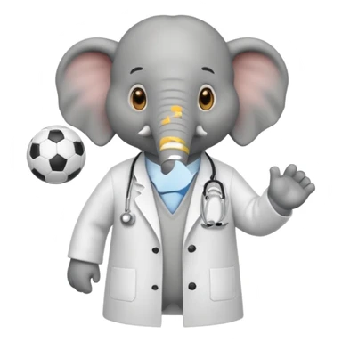 Soccer playing elephant which wears doctor's white coat. sticker
