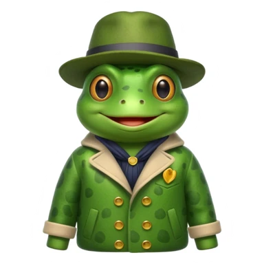 Frog wearing coat and hat sticker