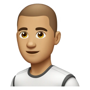 brown buzzcut haired, 25 years old tanned boy with mustache sticker